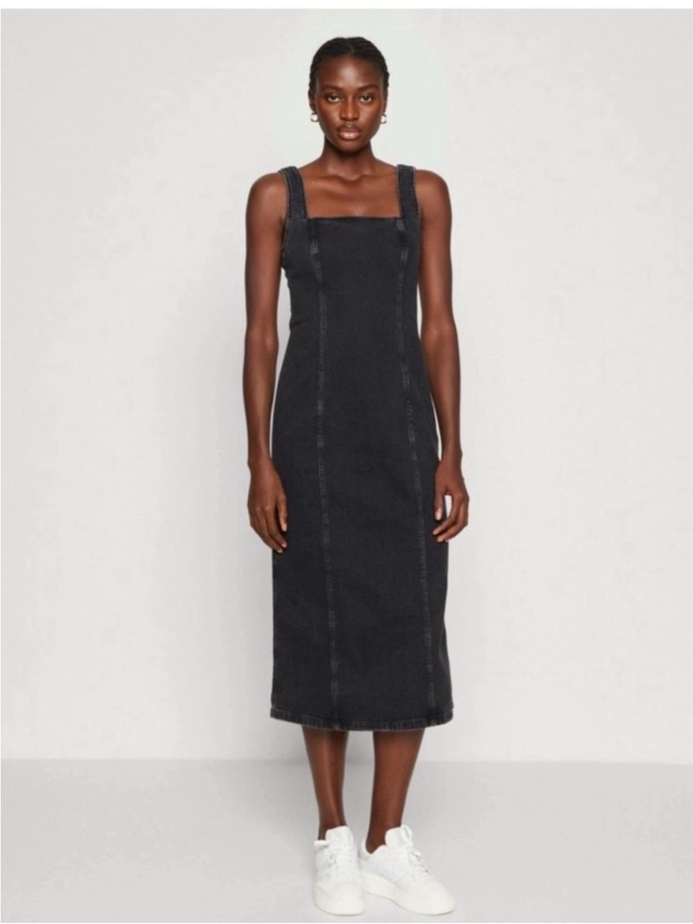 Abercrombie & Fitch Black Denim Column Midi Dress // NWT // Size Medium
